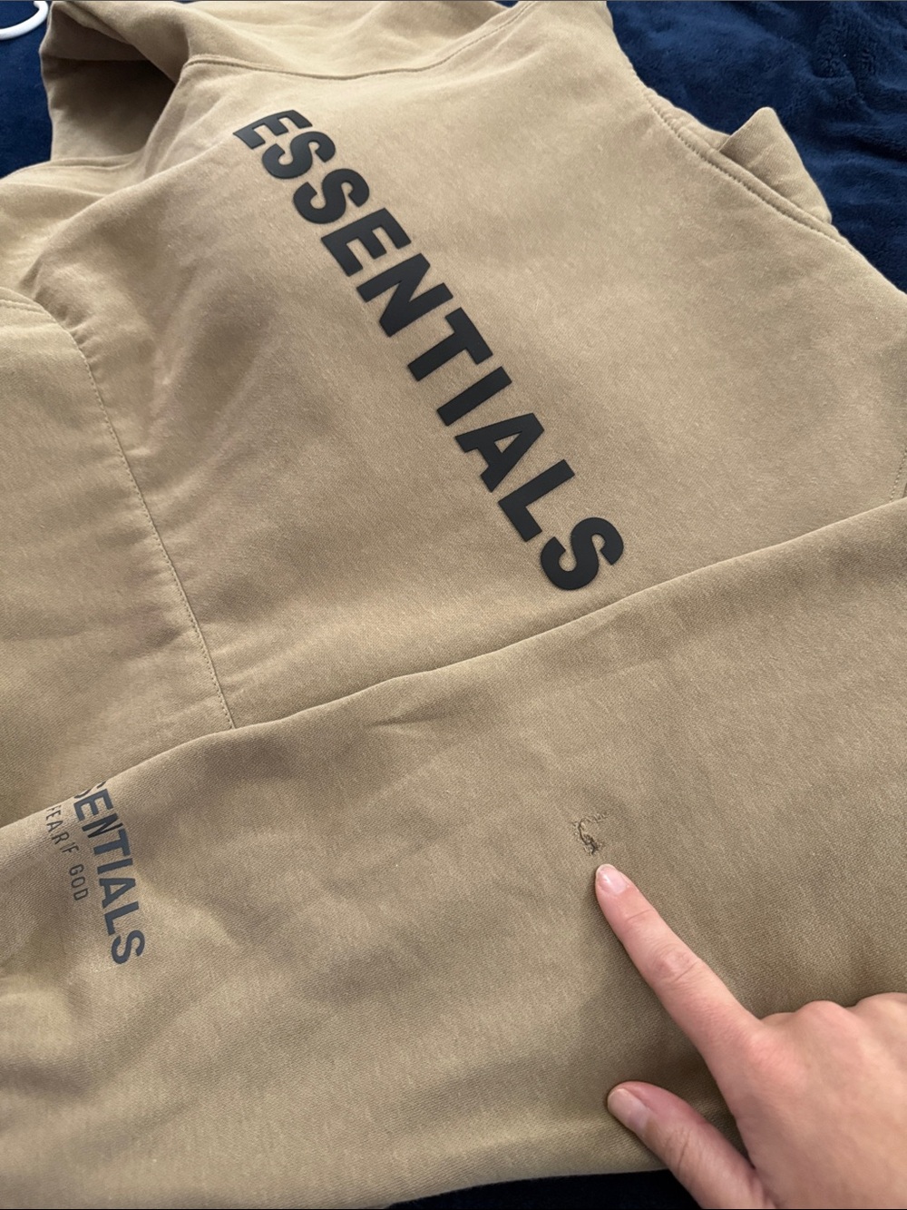 ESSENTIALS Men’s Taupe Logo Pullover Hoodie - Picture 6 of 7